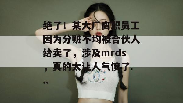 绝了！某大厂离职员工因为分赃不均被合伙人给卖了，涉及mrds，真的太让人气愤了...